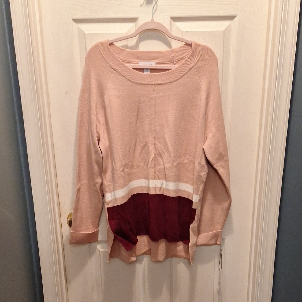 Liz Claiborne Soft Pink & Burgundy Sweater**